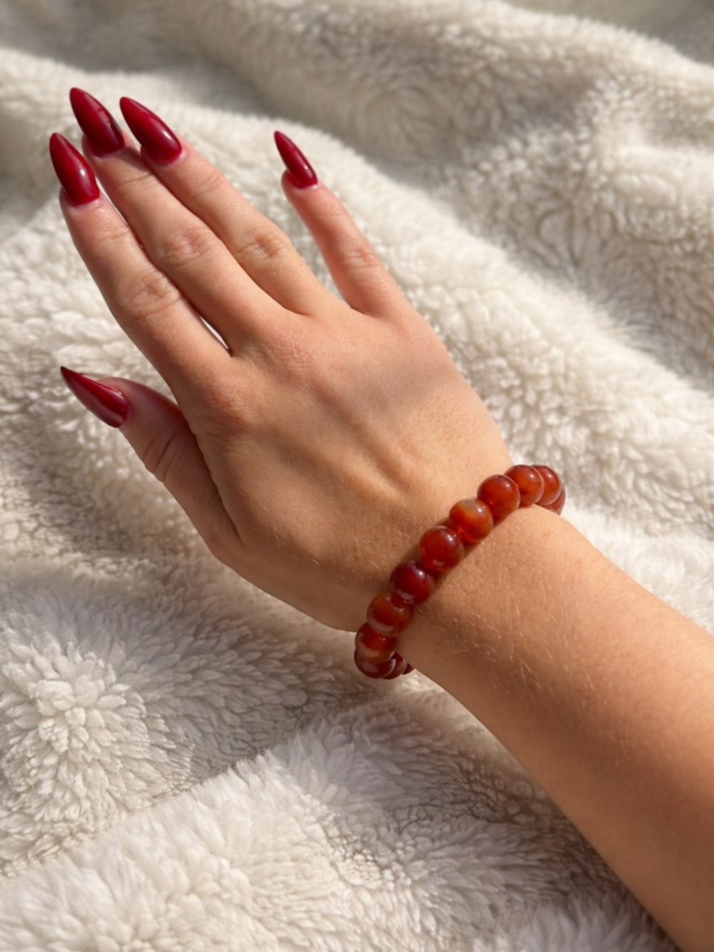 Carnelian & Sardonyx Crystal Bracelet – 10mm Beads | 7.5” | Empowering Energy |